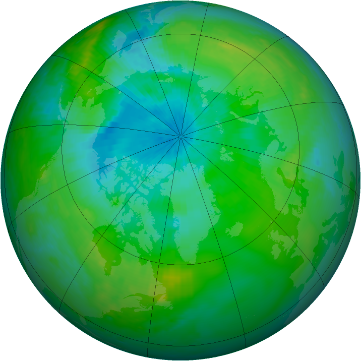 Arctic ozone map for 11 August 1999